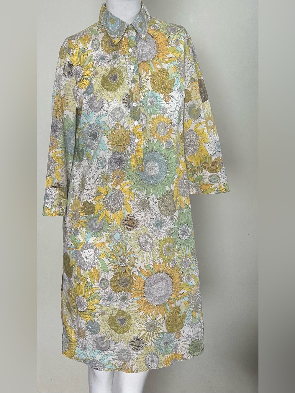 J.CREW Vintage Small Susanna Sunflower Liberty Print Shirt Dress Y2k Collectors